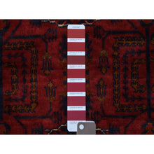 Load image into Gallery viewer, 3&#39;4&quot;x4&#39;9&quot; Deep and Saturated Red, Afghan Khamyab with Geometric Design, Soft and Shiny Wool Hand Knotted, Oriental Rug FWR434886