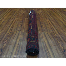 Load image into Gallery viewer, 3&#39;4&quot;x4&#39;9&quot; Deep and Saturated Red, Afghan Khamyab with Geometric Design, Soft and Shiny Wool Hand Knotted, Oriental Rug FWR434886