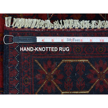 Load image into Gallery viewer, 3&#39;4&quot;x4&#39;9&quot; Deep and Saturated Red, Afghan Khamyab with Geometric Design, Soft and Shiny Wool Hand Knotted, Oriental Rug FWR434886