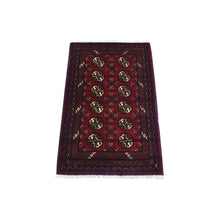Load image into Gallery viewer, 2&#39;x3&#39; Deep and Saturated Red, Hand Knotted Afghan Khamyab Bokara, Velvety Wool, Mat Oriental Rug FWR434892