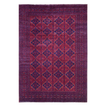 Load image into Gallery viewer, 8&#39;2&quot;x11&#39;6&quot; Deep and Saturated Red, Soft and Velvety Wool Hand Knotted, Afghan Khamyab with Tribal Medallions Design, Oriental Rug FWR434898