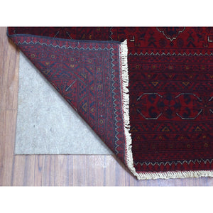 8'2"x11'6" Deep and Saturated Red, Soft and Velvety Wool Hand Knotted, Afghan Khamyab with Tribal Medallions Design, Oriental Rug FWR434898