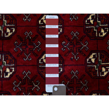 Load image into Gallery viewer, 2&#39;7&quot;x3&#39;10&quot; Deep and Saturated Red, Afghan Khamyab Bokara, Velvety Wool with Tribal Design Hand Knotted Mat Oriental Rug FWR434976