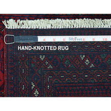 Load image into Gallery viewer, 2&#39;7&quot;x3&#39;10&quot; Deep and Saturated Red, Afghan Khamyab Bokara, Velvety Wool with Tribal Design Hand Knotted Mat Oriental Rug FWR434976