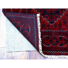 Load image into Gallery viewer, 2&#39;9&quot;x13&#39; Deep and Saturated Red Hand Knotted with Tribal Design, Soft and Shiny Wool, Afghan Khamyab Runner Oriental Rug FWR434982