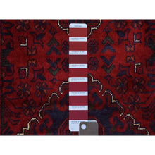 Load image into Gallery viewer, 2&#39;9&quot;x13&#39; Deep and Saturated Red Hand Knotted with Tribal Design, Soft and Shiny Wool, Afghan Khamyab Runner Oriental Rug FWR434982