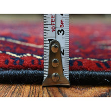Load image into Gallery viewer, 2&#39;9&quot;x13&#39; Deep and Saturated Red Hand Knotted with Tribal Design, Soft and Shiny Wool, Afghan Khamyab Runner Oriental Rug FWR434982
