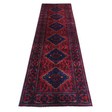 Load image into Gallery viewer, 2&#39;8&quot;x9&#39;6&quot; Deep and Saturated Red, Hand Knotted Wool Afghan Khamyab, Geometric Medallions Runner Oriental Rug FWR434994