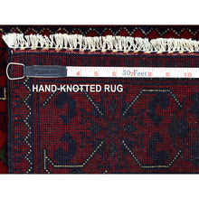 Load image into Gallery viewer, 2&#39;8&quot;x9&#39;6&quot; Deep and Saturated Red, Hand Knotted Wool Afghan Khamyab, Geometric Medallions Runner Oriental Rug FWR434994