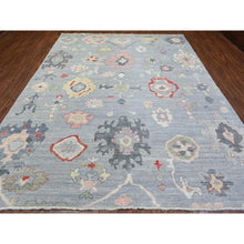 Load image into Gallery viewer, 9&#39;x11&#39;9&quot; Light Gray Hand Knotted Afghan Angora Oushak with Colorful Floral Pattern, Natural Dyes Pure Wool, Borderless Oriental Rug FWR435042