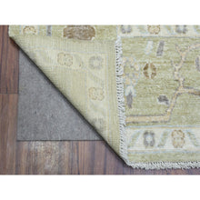 Load image into Gallery viewer, 9&#39;3&quot;x12&#39;3&quot; Light Green Extra Soft Wool Hand Knotted, Afghan Angora Oushak with Flowing and Open Design Natural Dyes Oriental Rug FWR435072