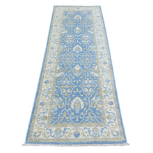 Load image into Gallery viewer, 2&#39;7&quot;x7&#39;7&quot; Light Blue, Fine Peshawar with Ziegler Mahal Design, Natural Dyes Densely Woven, Velvety Wool Hand Knotted, Runner Oriental Rug FWR435228