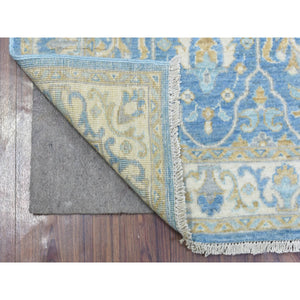 2'7"x7'7" Light Blue, Fine Peshawar with Ziegler Mahal Design, Natural Dyes Densely Woven, Velvety Wool Hand Knotted, Runner Oriental Rug FWR435228