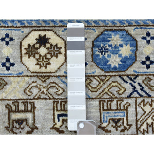 3'3"x5' Light Gray, Hand Knotted Afghan Ersari with Hutchlu Design, Natural Dyes Soft Lush Pile Organic Wool, Oriental Rug FWR436068