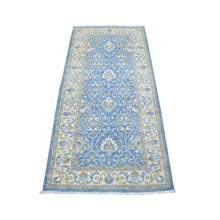 Load image into Gallery viewer, 2&#39;7&quot;x5&#39;8&quot; Light Blue, Hand Knotted Fine Peshawar with Ziegler Mahal Design, Natural Dyes Densely Woven, Soft Organic Wool, Runner Oriental Rug FWR436128
