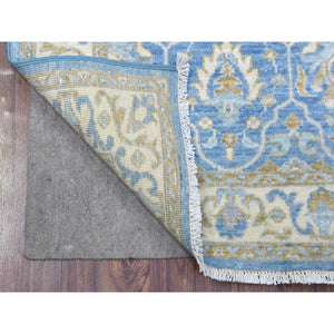 2'7"x5'8" Light Blue, Hand Knotted Fine Peshawar with Ziegler Mahal Design, Natural Dyes Densely Woven, Soft Organic Wool, Runner Oriental Rug FWR436128