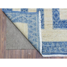 Load image into Gallery viewer, 8&#39;x9&#39;5&quot; Denim Blue, Fine Peshawar with Intricate Geometric Motifs Maze Design Dense Weave, Soft and Shiny Wool Hand Knotted, Oriental Rug FWR436326