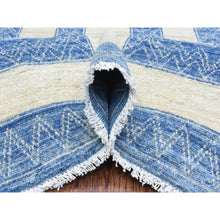 Load image into Gallery viewer, 8&#39;x9&#39;5&quot; Denim Blue, Fine Peshawar with Intricate Geometric Motifs Maze Design Dense Weave, Soft and Shiny Wool Hand Knotted, Oriental Rug FWR436326