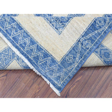 Load image into Gallery viewer, 8&#39;x9&#39;5&quot; Denim Blue, Fine Peshawar with Intricate Geometric Motifs Maze Design Dense Weave, Soft and Shiny Wool Hand Knotted, Oriental Rug FWR436326