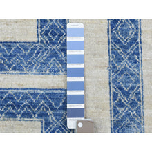 Load image into Gallery viewer, 8&#39;x9&#39;5&quot; Denim Blue, Fine Peshawar with Intricate Geometric Motifs Maze Design Dense Weave, Soft and Shiny Wool Hand Knotted, Oriental Rug FWR436326
