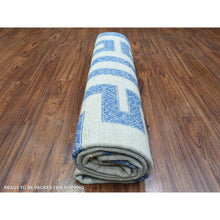 Load image into Gallery viewer, 8&#39;x9&#39;5&quot; Denim Blue, Fine Peshawar with Intricate Geometric Motifs Maze Design Dense Weave, Soft and Shiny Wool Hand Knotted, Oriental Rug FWR436326