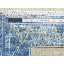 Load image into Gallery viewer, 8&#39;x9&#39;5&quot; Denim Blue, Fine Peshawar with Intricate Geometric Motifs Maze Design Dense Weave, Soft and Shiny Wool Hand Knotted, Oriental Rug FWR436326