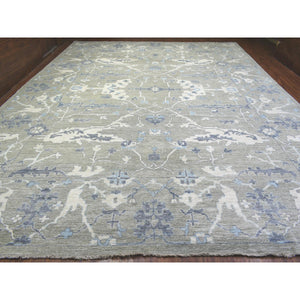 14'x17'10" Gray Extra Soft Wool Hand Knotted, Afghan Angora Oushak with Flowing and Open Design Natural Dyes, Oversized Oriental Rug FWR436386