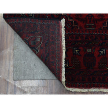 Load image into Gallery viewer, 4&#39;10&quot;x6&#39;7&quot; Deep and Saturated Red Hand Knotted With Tribal Design, Soft and Shiny Wool Afghan Khamyab Oriental Rug FWR436662