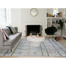 Load image into Gallery viewer, 10&#39;x13&#39;9&quot; Light Gray, Hand Knotted Boujaad Moroccan Berber Design, Natural Dyes Extra Soft Wool, Oriental Rug FWR436698