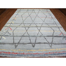 Load image into Gallery viewer, 10&#39;x13&#39;9&quot; Light Gray, Hand Knotted Boujaad Moroccan Berber Design, Natural Dyes Extra Soft Wool, Oriental Rug FWR436698