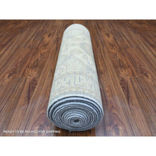 Load image into Gallery viewer, 2&#39;9&quot;x18&#39;9&quot; Cream, Hand Knotted White Wash Peshawar with Khotan Design, Natural Dyes Pure Wool, XL Runner Oriental Rug FWR436782