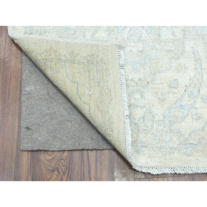 2'6"x19'4" Ivory, Soft and Shiny Wool Hand Knotted, White Wash Peshawar Natural Dyes, XL Runner Oriental Rug FWR436806
