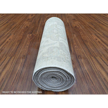 Load image into Gallery viewer, 2&#39;6&quot;x19&#39;4&quot; Ivory, Soft and Shiny Wool Hand Knotted, White Wash Peshawar Natural Dyes, XL Runner Oriental Rug FWR436806