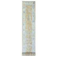 Load image into Gallery viewer, 2&#39;6&quot;x19&#39;2&quot; Faded Orange Hand Knotted Afghan Angora Oushak with Branch and Flower Design Natural Dyes, Soft Wool Runner Oriental Rug FWR437028