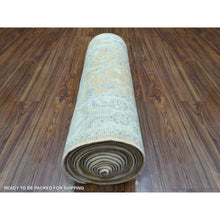 Load image into Gallery viewer, 2&#39;6&quot;x19&#39;2&quot; Faded Orange Hand Knotted Afghan Angora Oushak with Branch and Flower Design Natural Dyes, Soft Wool Runner Oriental Rug FWR437028