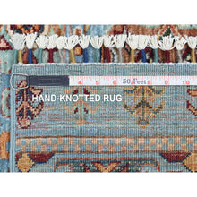Load image into Gallery viewer, 2&#39;9&quot;x9&#39;10&quot; Light Blue Afghan Super Kazak with Khorjin Design, Natural Dyes, Soft Wool Hand Knotted Runner Oriental Rug FWR437118