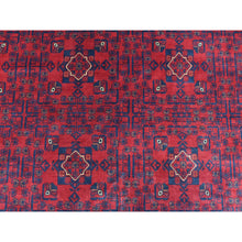 Load image into Gallery viewer, 8&#39;1&quot;x11&#39;2&quot; Deep and Saturated Red, Afghan Khamyab with Geometric Design, Extra Soft Wool Hand Knotted, Oriental Rug FWR437130