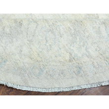 Load image into Gallery viewer, 7&#39;10&quot;x7&#39;10&quot; Ivory, White Wash Peshawar Natural Dyes, Soft and Shiny Wool Hand Knotted, Round Oriental Rug FWR437286
