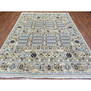 8'x9'9" Beige, Hand Knotted Afghan Ersari with Hutchlu Design, Natural Dyes Soft Lush Pile Soft Wool, Oriental Rug FWR437304