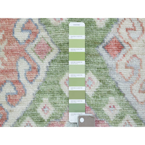 3'10"x12' Colorful, Anatolian Village Inspired with Large Elements, Natural Dyes Hand Knotted Soft Wool Runner Oriental Rug FWR437346