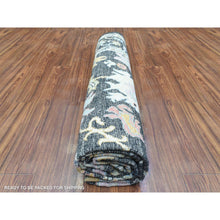 Load image into Gallery viewer, 7&#39;10&quot;x7&#39;10&quot; Olive Black, Natural Dyes Soft Wool, Hand Knotted Afghan Angora Oushak with Pop of Color, Square Oriental Rug FWR437712