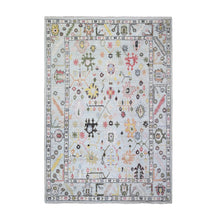 Load image into Gallery viewer, 5&#39;9&quot;x9&#39; Nyanza Green, Natural Wool Hand Knotted, Afghan Angora Oushak with Pop Of Colors, Natural Dyes, Oriental Rug FWR437820