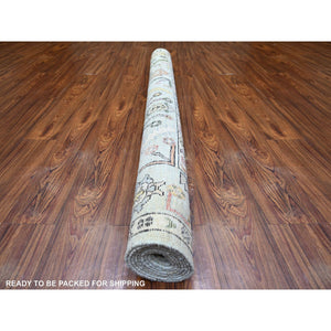 5'9"x9' Nyanza Green, Natural Wool Hand Knotted, Afghan Angora Oushak with Pop Of Colors, Natural Dyes, Oriental Rug FWR437820