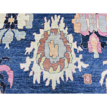 Load image into Gallery viewer, 10&#39;3&quot;x10&#39;3&quot; Sapphire Blue, Hand Knotted Afghan Angora Oushak with Pop of Color, Natural Dyes Extra Soft Wool, Square Oriental Rug FWR437928