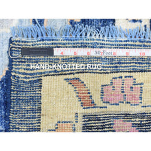 Load image into Gallery viewer, 10&#39;3&quot;x10&#39;3&quot; Sapphire Blue, Hand Knotted Afghan Angora Oushak with Pop of Color, Natural Dyes Extra Soft Wool, Square Oriental Rug FWR437928