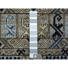 Load image into Gallery viewer, 4&#39;x9&#39;9&quot; Cloud Gray, Soft Wool Hand Knotted, Afghan Ersari with Hutchlu Design, Soft and Lush Pile Vegetable Dyes, Wide Runner Oriental Rug FWR438042