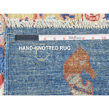 Load image into Gallery viewer, 4&#39;2&quot;x9&#39;9&quot; Sapphire Blue, Hand Knotted Afghan Peshawar with Colorful Oceanic Fish Design, Densely Woven Natural Dyes, Extra Soft Wool, Wide Runner Oriental Rug FWR438108
