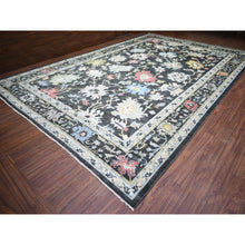 Load image into Gallery viewer, 11&#39;9&quot;x17&#39;7&quot; Olive Black, Afghan Angora Oushak with Colorful Motifs Natural Dyes, Soft Wool Hand Knotted, Oversized Oriental Rug FWR438132