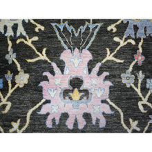 Load image into Gallery viewer, 11&#39;10&quot;x11&#39;10&quot; Olive Black, Afghan Angora Oushak with Colorful Motifs Vegetable Dyes, Organic Wool Hand Knotted, Square Oriental Rug FWR438174