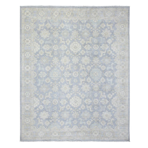 7'10"x9'7" Cloud Gray, White Wash Peshawar with All Over Design, Natural Wool Hand Knotted Oriental Rug FWR438210